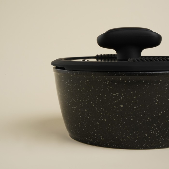 Ковш алюминиевый с антипригарным покрытием SL Home, d=16 см, h=7,4 см, индукция, цвет чёрный