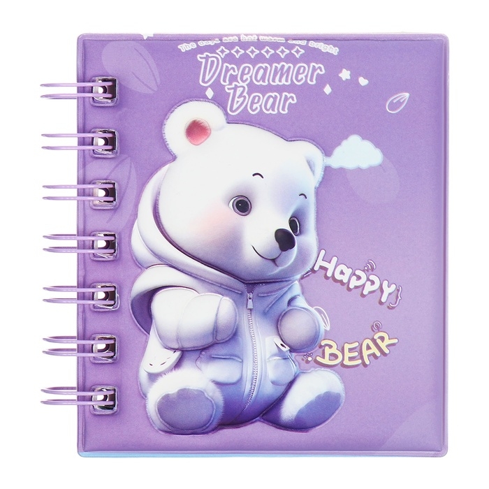 Записная книжка подарочная на гребне 80л,линия, цветной блок,обложка ПВХ 3D Мишка(10х10,5см)   10539 Записная книжка подарочная на гребне 80л,линия, цветной блок,обложка ПВХ 3D Мишка(10х10,5см)   10539
