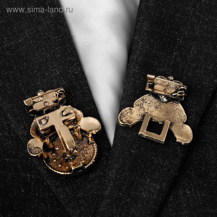 Зажим для кардигана «Орден», цвет коричневый в чернёном золоте Зажим для кардигана «Орден», цвет коричневый в чернёном золоте