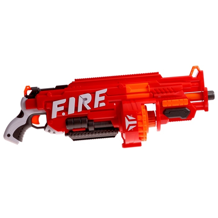 Бластер «Огненный», стреляет мягкими пулями, работает на батарейках Бластер «Огненный», стреляет мягкими пулями, работает на батарейках