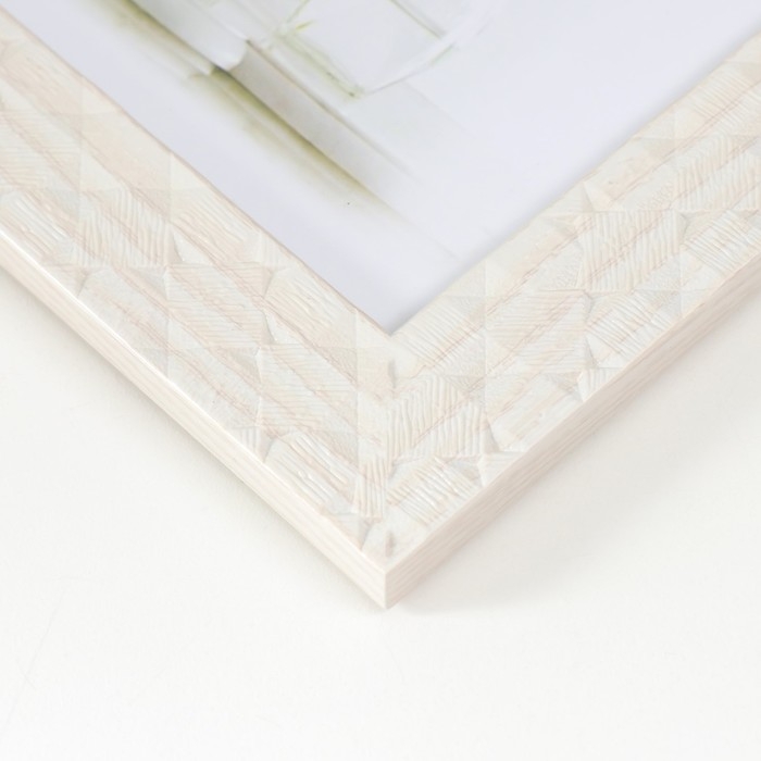 Фоторамка пластик 13х18 см Фоторамка пластик 13х18 см "Ромбы. Текстура дерева" белая 21,5х16,5 см