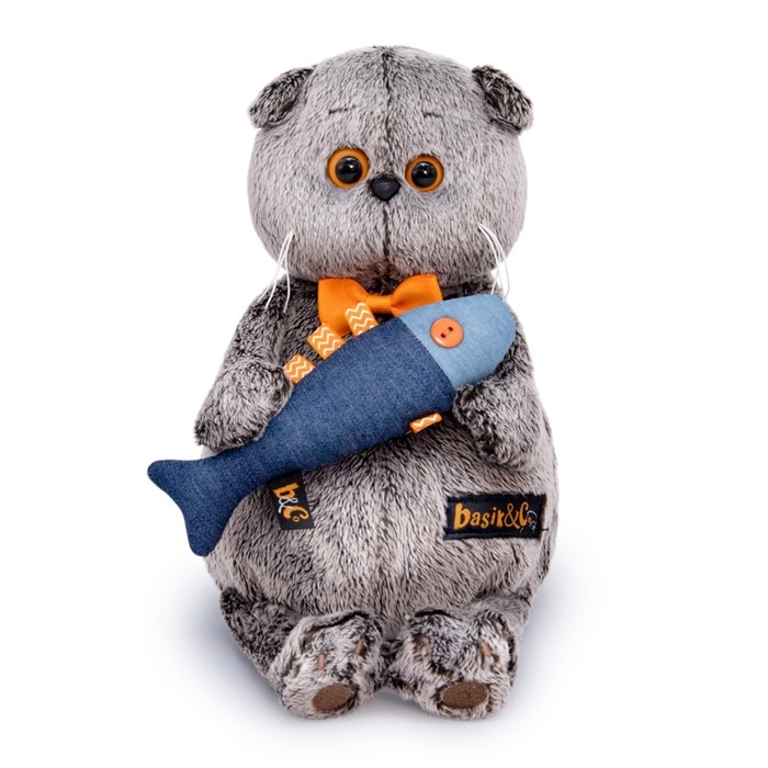 Мягкая игрушка «Басик с джинсовой рыбкой», 19 см Мягкая игрушка «Басик с джинсовой рыбкой», 19 см