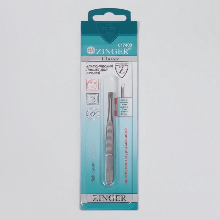 Пинцет прямой ZINGER, узкий, 9 см, на блистере, цвет серебристый, В-157-S Пинцет прямой ZINGER, узкий, 9 см, на блистере, цвет серебристый, В-157-S