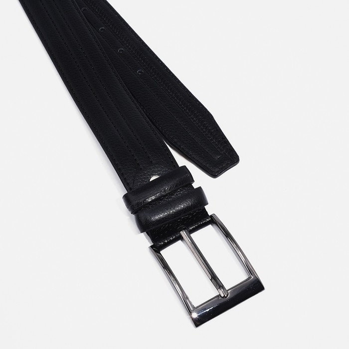 Ремень мужской, ширина 4 см, винт, пряжка металл, цвет чёрный Ремень мужской, ширина 4 см, винт, пряжка металл, цвет чёрный