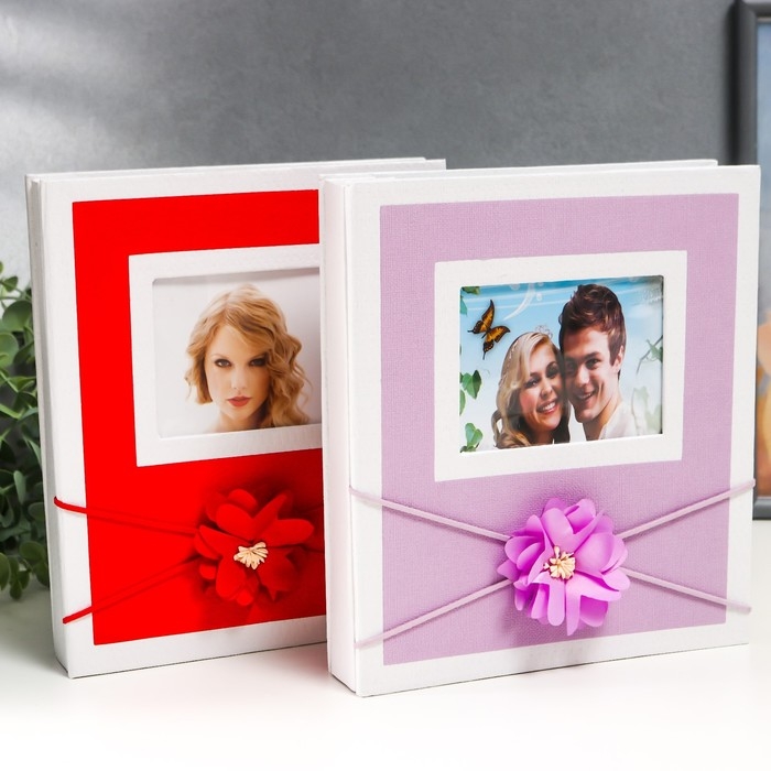 Фотоальбом на 200 фото 10х15 см Фотоальбом на 200 фото 10х15 см "Цветок. Рамка" МИКС 23,5х4,5х20 см