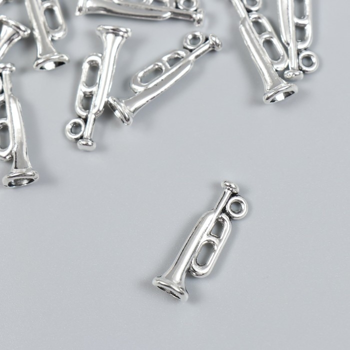 Декор для творчества металл Декор для творчества металл "Корнет" набор 15 шт серебро 0,7х2,2 см