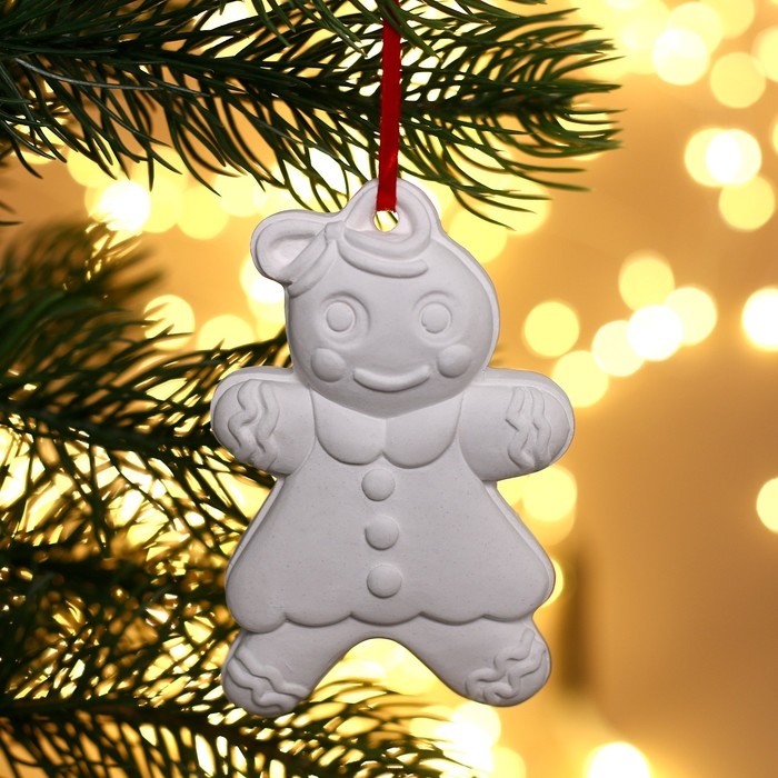 Новый год! Ёлочное украшение под раскраску «Печенька» с подвесом, кисть