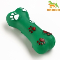 Игрушка пищащая "Кость со следами лапок", 9,6 х 3,7  см, тёмно-зелёная