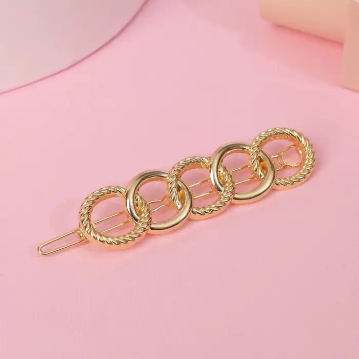 Зажим для волос "Жаклин" круги, 7,5 см, золото