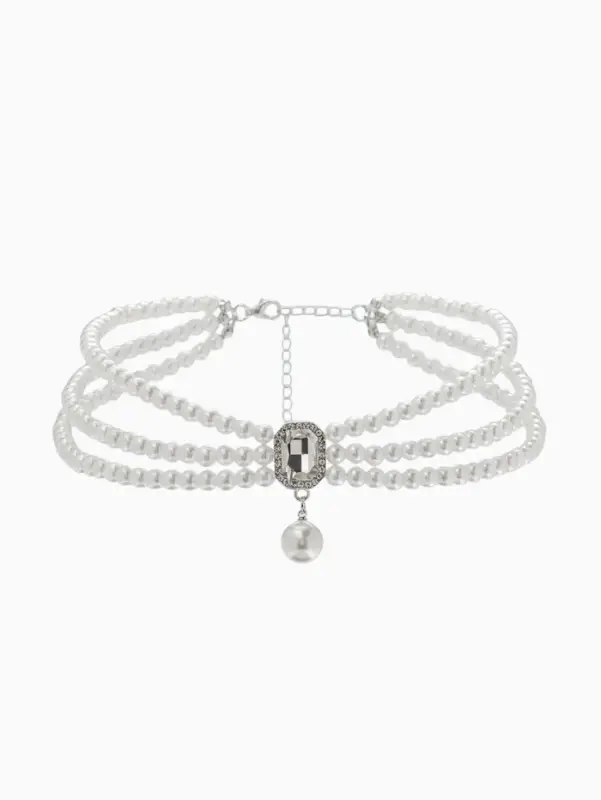 Набор 3 пред-та: серьги,колье.браслет "Императрица жемчуга", цвет белый в серебре