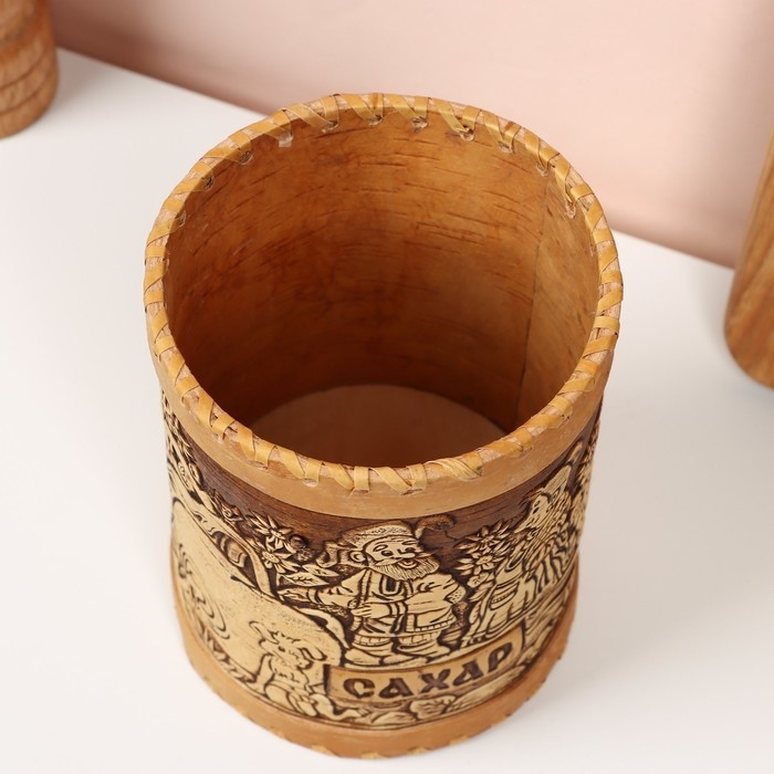 Туес «Деревня", сахар, 10 х 10 х 14 см