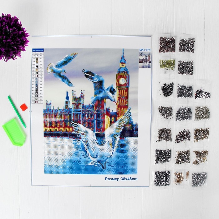 Алмазная мозаика с частичным заполнением «Чайки», 30 х 40 см, холст. Набор для творчества Алмазная мозаика с частичным заполнением «Чайки», 30 х 40 см, холст. Набор для творчества