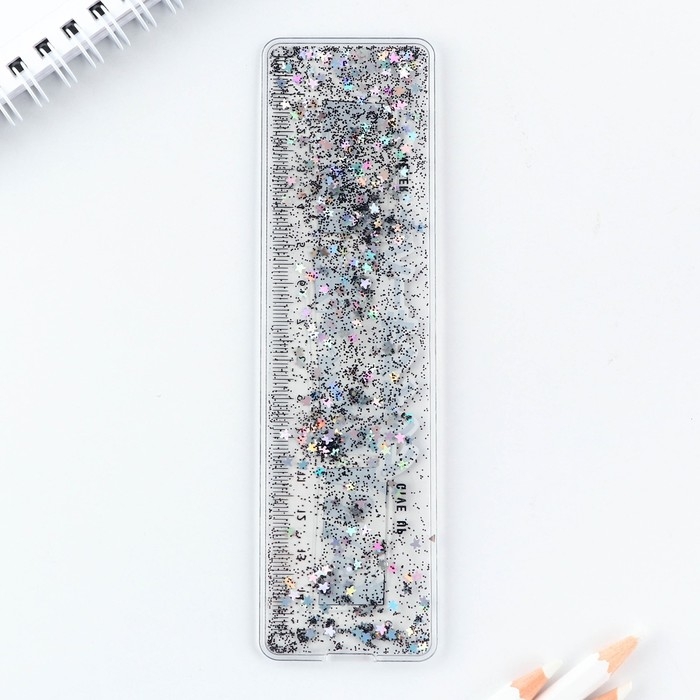 Линейка - шейкер с блёстками «Never give up», 15 см Линейка - шейкер с блёстками «Never give up», 15 см