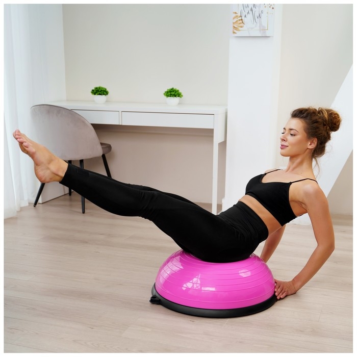 Полусфера BOSU гимнастическая, 55 х 20 см, с насосом, цвет розовый Полусфера BOSU гимнастическая, 55 х 20 см, с насосом, цвет розовый