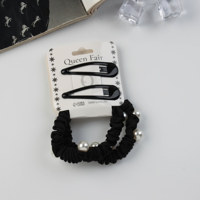 Набор для волос Набор для волос "Глория шик" (2 резинки 5 см, 2 невидимки 5 см) чёрный