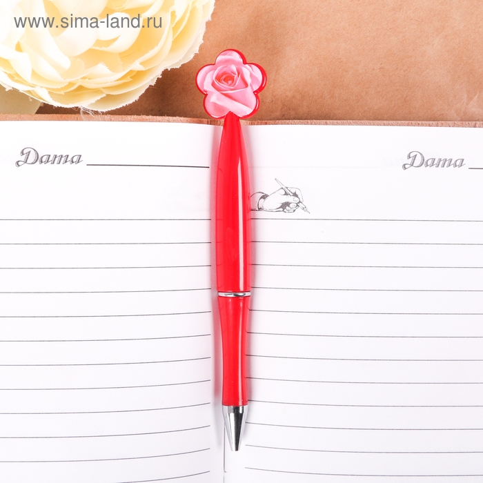 Ручка шариковая синяя паста, пластиковая с цветком «С праздником 8 Марта» Ручка шариковая синяя паста, пластиковая с цветком «С праздником 8 Марта»