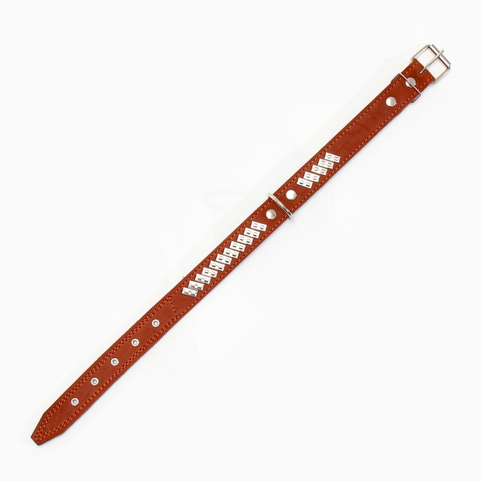 Ошейник кожаный на фетре украшеный, 65 х 3,5 см, ОШ 50-60 см, коричневый Ошейник кожаный на фетре украшеный, 65 х 3,5 см, ОШ 50-60 см, коричневый