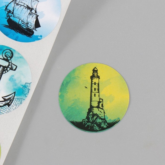 Наклейка бумага Наклейка бумага "Морская тематика" d=2,5 см 252 шт в рулоне