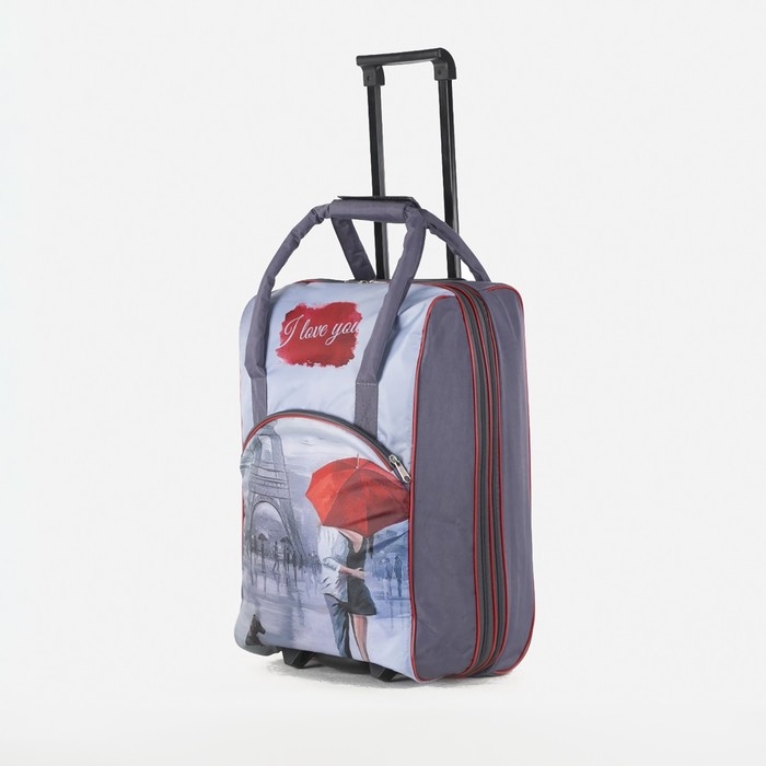 Чемодан малый 20" с сумкой, отдел на молнии, наружный карман, цвет серый