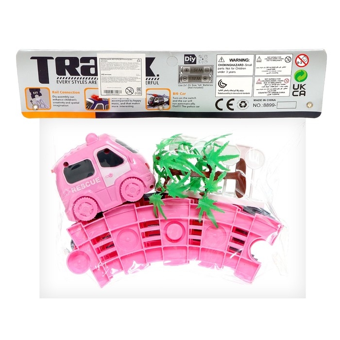 Автотрек «Розовая машинка», работает от батареек, дорожные знаки в комплекте Автотрек «Розовая машинка», работает от батареек, дорожные знаки в комплекте