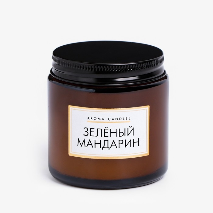Свеча в банке ароматическая  Свеча в банке ароматическая "Зеленый мандарин", 6,2х6,2х6,5 см, 9 часов