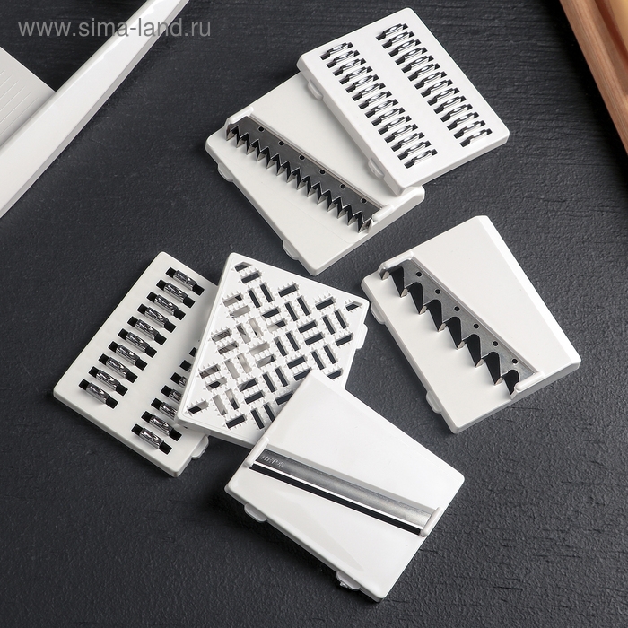 Овощерезка с 6 насадками, пластик ABS, цвет белый Овощерезка с 6 насадками, пластик ABS, цвет белый