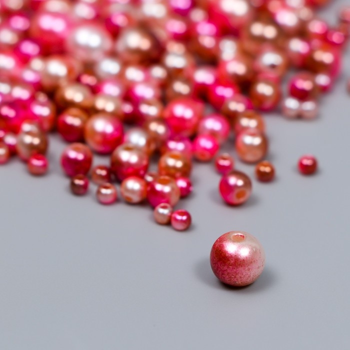 Бусины для творчества пластик Бусины для творчества пластик "Круглые. Градиент. Русалка розовая" d=3-8мм, набор 10 гр