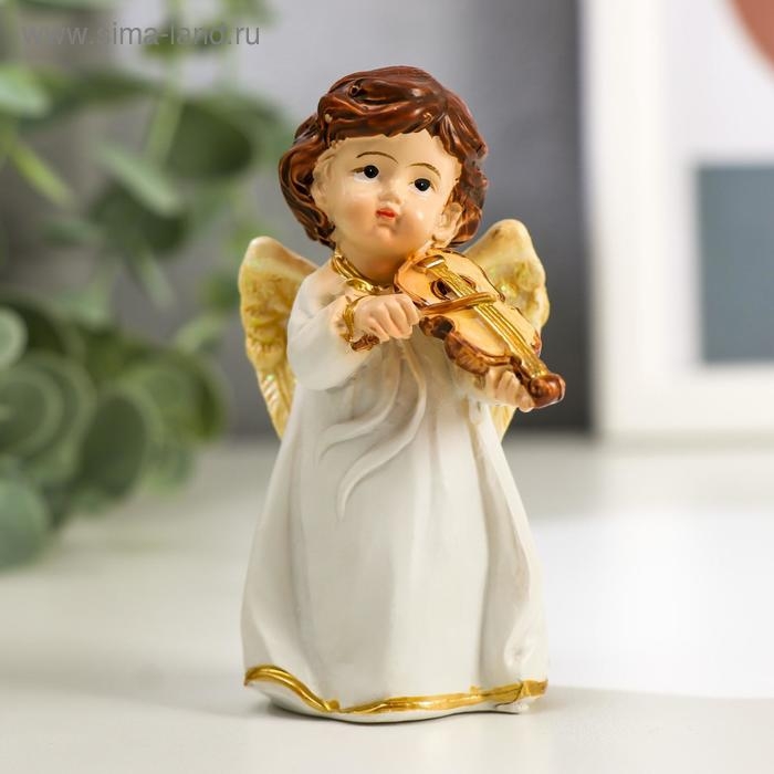 Сувенир полистоун Сувенир полистоун "Ангелочек в платье, с скрипкой/мандолиной" МИКС 8х3,8х3,6 см