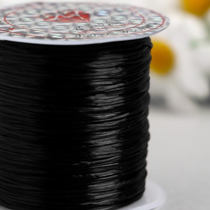Нить-резинка без оплетки для бисера 30 м, черный Нить-резинка без оплетки для бисера 30 м, черный