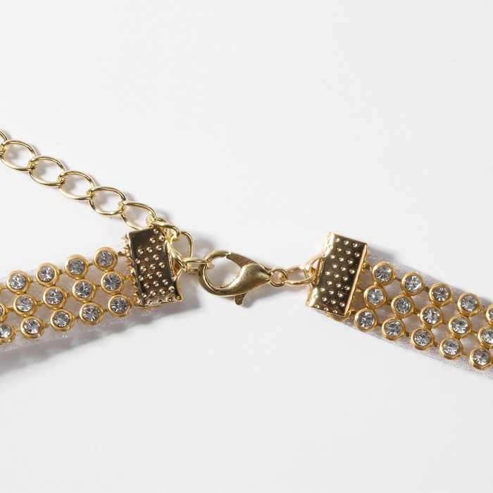 Чокер «Сетка» со стразами, узкий, цвет белый в золоте, 32 см Чокер «Сетка» со стразами, узкий, цвет белый в золоте, 32 см