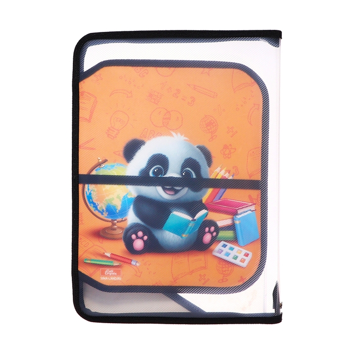 Папка для труда А4, 325 х 230 х 25 мм, молния вокруг, откидная планка, пластиковая, ПТР-1, Calligrata  Папка для труда А4, 325 х 230 х 25 мм, молния вокруг, откидная планка, пластиковая, ПТР-1, Calligrata "Панда"