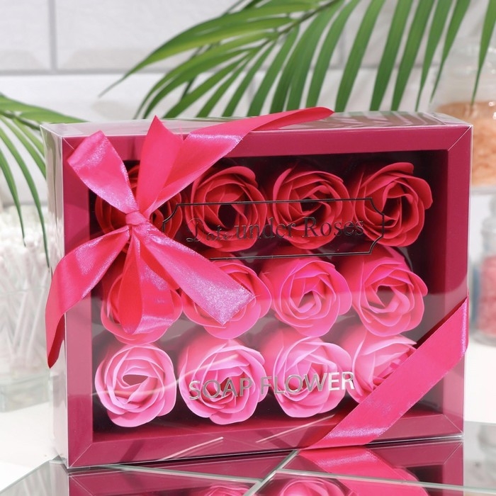 Мыльные розочки, цветные оттенки, набор 12 шт. Мыльные розочки, цветные оттенки, набор 12 шт.