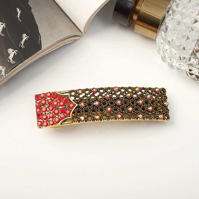 Заколка-автомат для волос Заколка-автомат для волос "Аиша" 8 см, красно-золотой