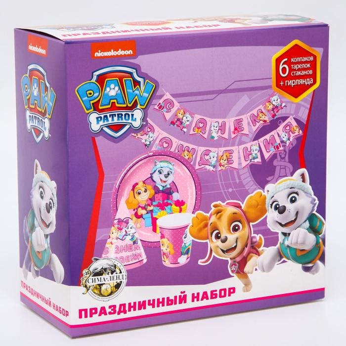 Набор бумажной посуды, на 6 персон "С днем рождения!", Щенячий патруль