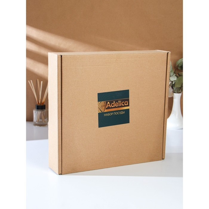 Менажница деревянная Adelica, 3-х ярусная с подставкой для вина, d=30×1,8 см, d=26×1,8 см, d=20×1,8 см, берёза, в подарочной коробке