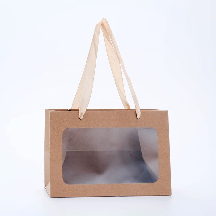 Пакет подарочный с широким дном и окном 20 × 14 × 13,2 см, крафт Пакет подарочный с широким дном и окном 20 × 14 × 13,2 см, крафт