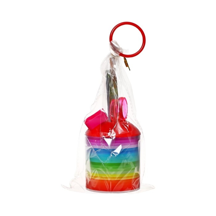 Набор настольный детский "Радуга" (подставка+2 каранд+линейка+точил+ластик+блокнот 8 листов+ножницы)