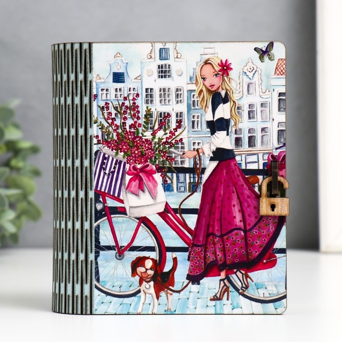 Шкатулка-книга  Шкатулка-книга "Велопрогулка" 14х12х5 см