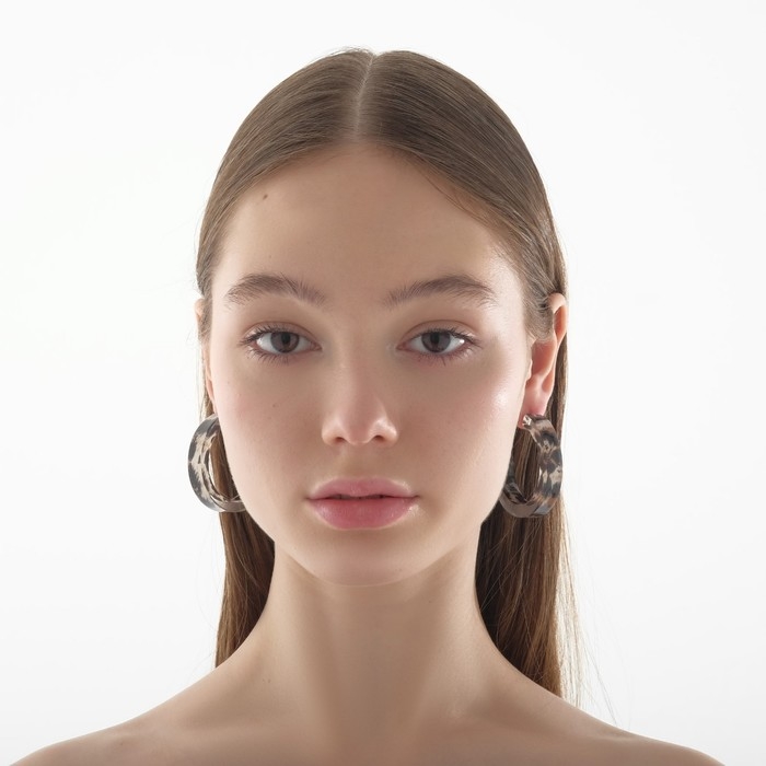 Серьги-кольца «Танзания» леопард, светлый, d=3,5, цветные Серьги-кольца «Танзания» леопард, светлый, d=3,5, цветные