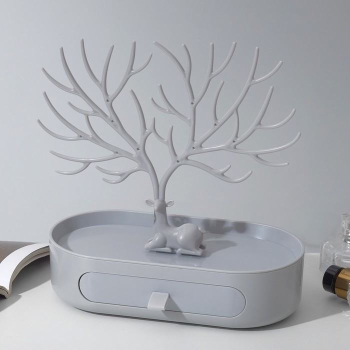 Подставка для украшений «Олень», овальная подставка, 26×25 см, цвет серый Подставка для украшений «Олень», овальная подставка, 26×25 см, цвет серый