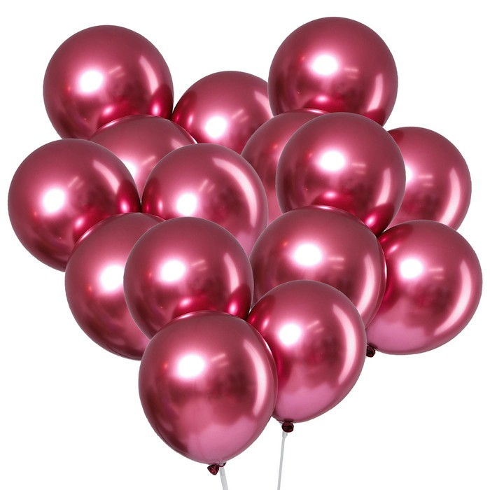 Шар латексный 9 Шар латексный 9", хром, металл, в наборе 50 шт., цвет фуксия