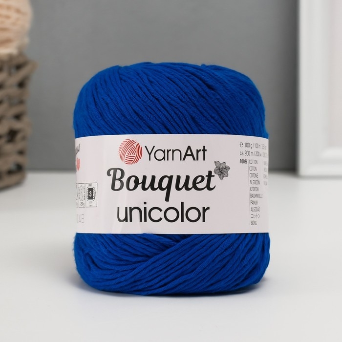 Пряжа Пряжа "Bouquet Unicolor" 100% хлопок 200м/100г (3222 василёк)