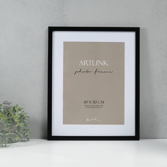 Фоторамка пластик Фоторамка пластик "Gloria" 40x50 с паспарту 30х40 см, чёрный