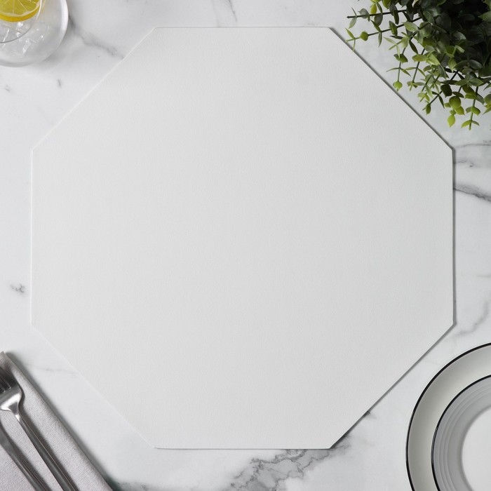 Салфетка сервировочная на стол «Тэм», d=38 см, цвет белый, восьмиугольник