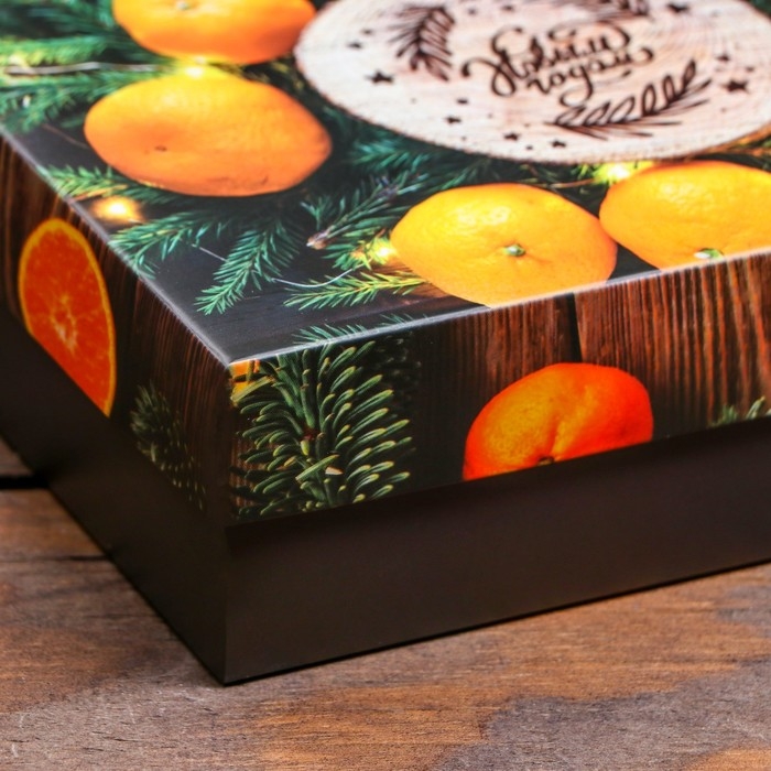 Новый год. Коробка подарочная новогодняя складная, Новый год. Коробка подарочная новогодняя складная, "С праздником", 16,5 х 12,5 х 5,2 см