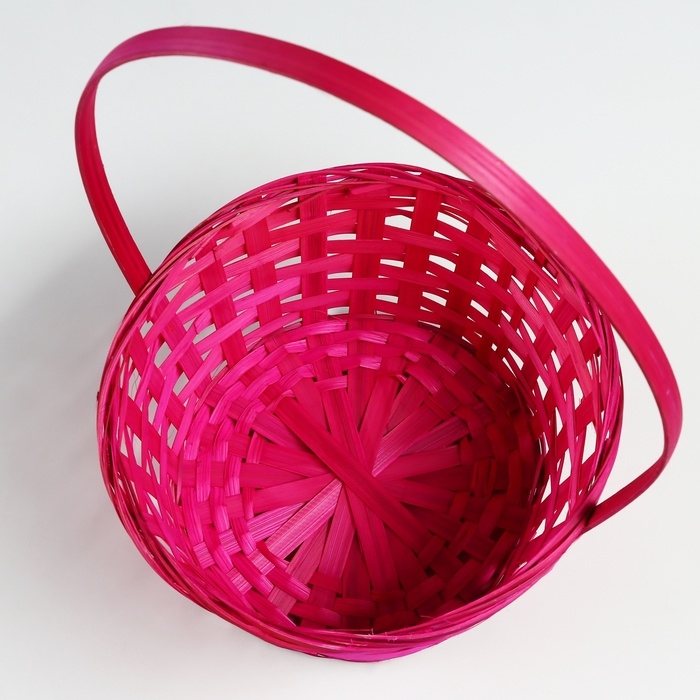 Корзина плетеная, D21 х 10/34 см, розовый, бамбук Корзина плетеная, D21 х 10/34 см, розовый, бамбук