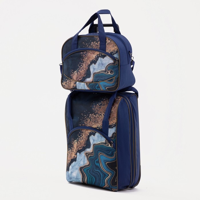 Чемодан малый 37 л (S), сумка дорожная на молнии, цвет синий Чемодан малый 37 л (S), сумка дорожная на молнии, цвет синий