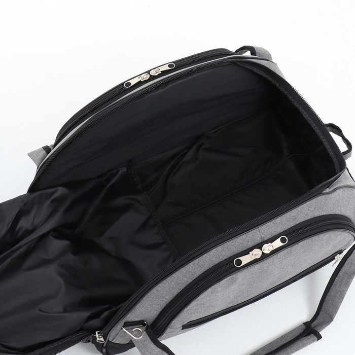 Сумка дорожная на колёсах, отдел на молнии, отдел для обуви, 3 наружных кармана, цвет чёрный/серый Сумка дорожная на колёсах, отдел на молнии, отдел для обуви, 3 наружных кармана, цвет чёрный/серый