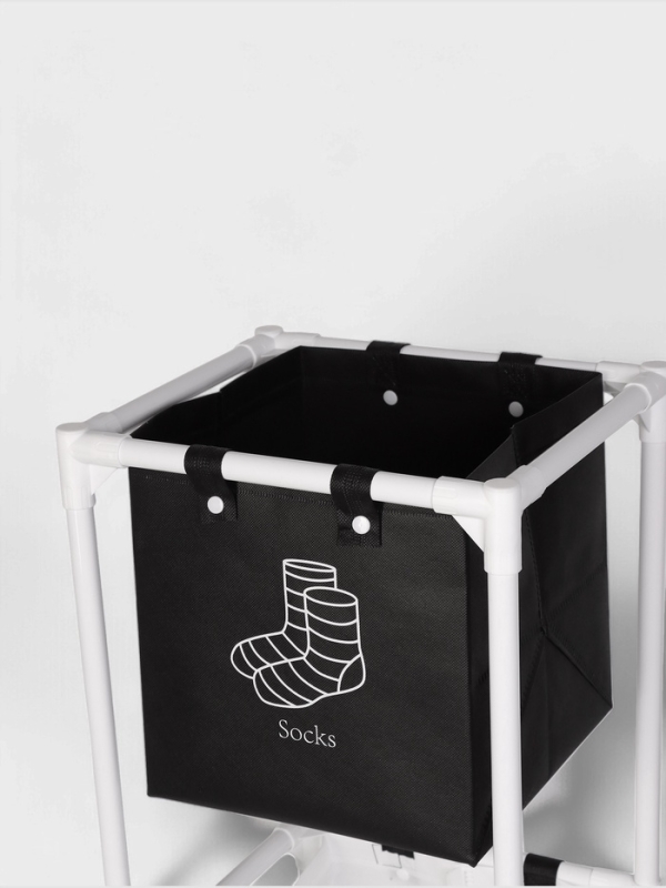 Корзина для белья складная 28х39х95 см, цвет черный, белый Корзина для белья складная 28х39х95 см, цвет черный, белый