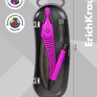 Циркуль пластиковый ErichKrause. Accent, 122 мм, PVC чехол, МИКС